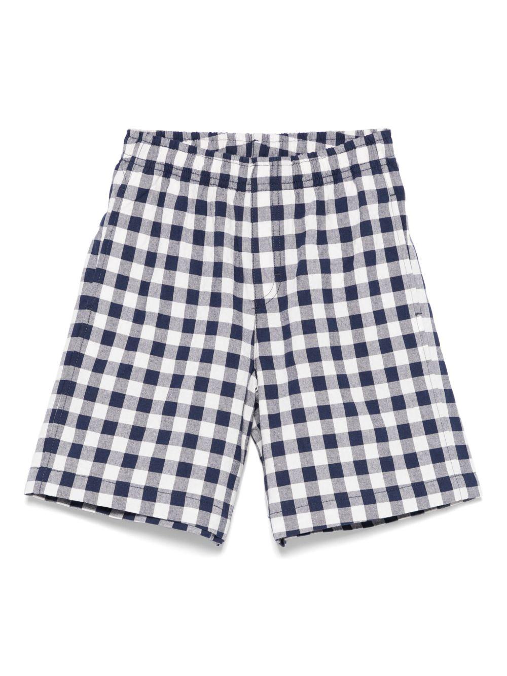 Bermuda per bambino Il Gufo bianco e blu a quadri con vita con coulisse elasticizzata P25PB180C3162 497 IL GUFO