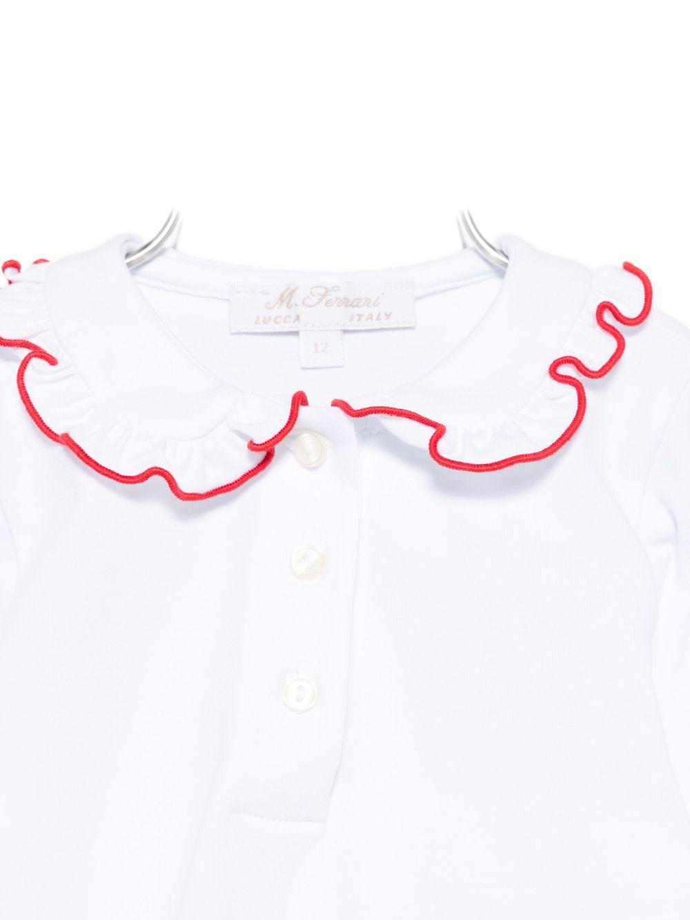T-shirt per neonata Mariella Ferrari bianca con colletto arricciato CM933ML 092 P009 MARIELLA FERRARI
