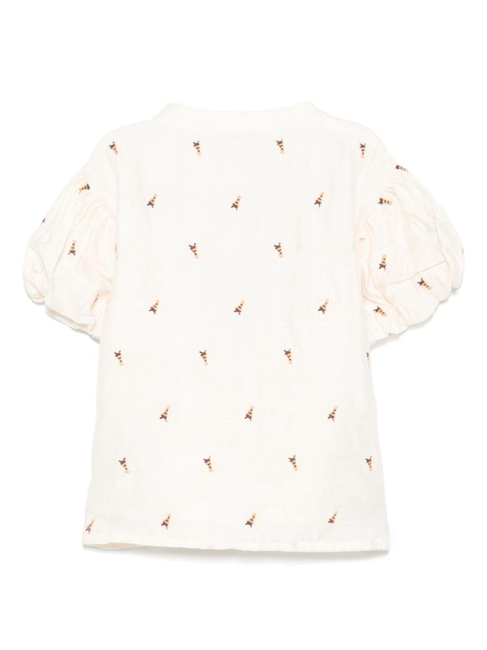 Camicia per bambina Donsje Ezrah beige con ricamo all-over 4095402 00003 DONSJE