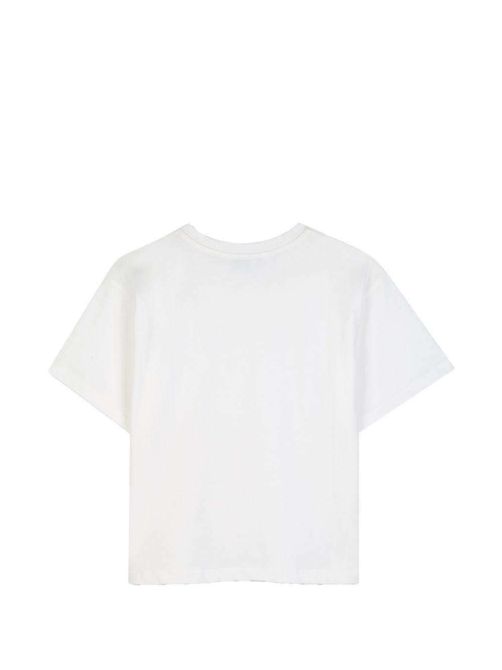 T-shirt per bambina Kenzo Kids bianca con applicazione Boke Flower sul petto K62190 117 KENZO KIDS