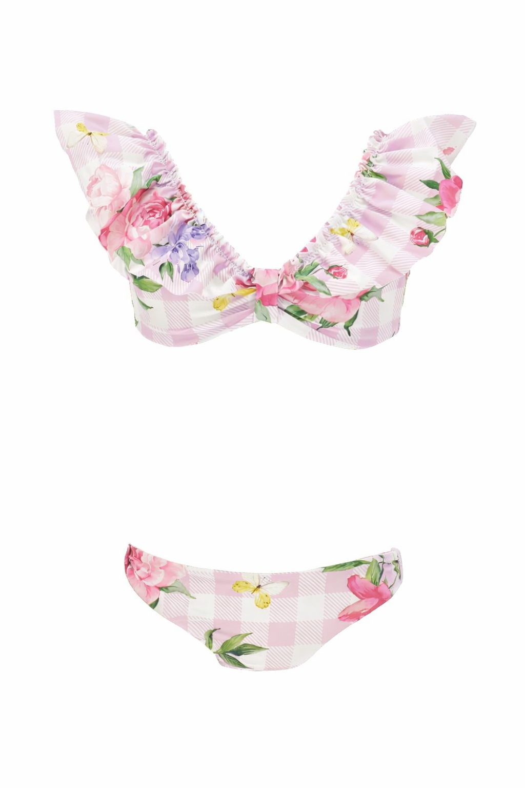 Bikini a fiori per bambina Monnalisa rosa con ruches 19G002 7052 0090 MONNALISA KIDS