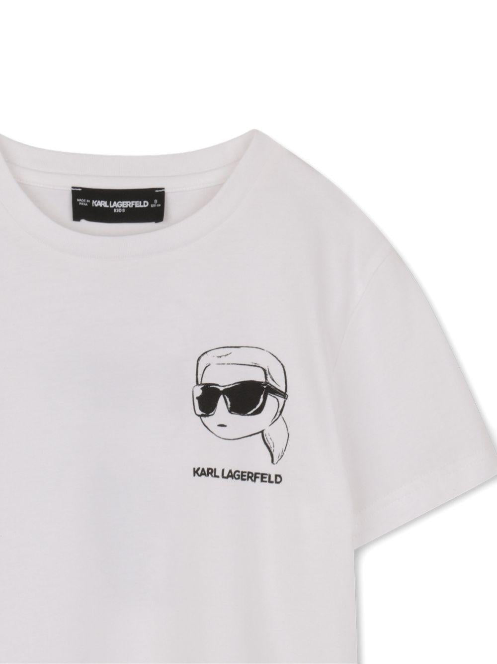 T-shirt per bambino Karl Lagerfeld Kids bianca con stampa stile cartoon Z31103 10P KARL LAGERFELD KIDS