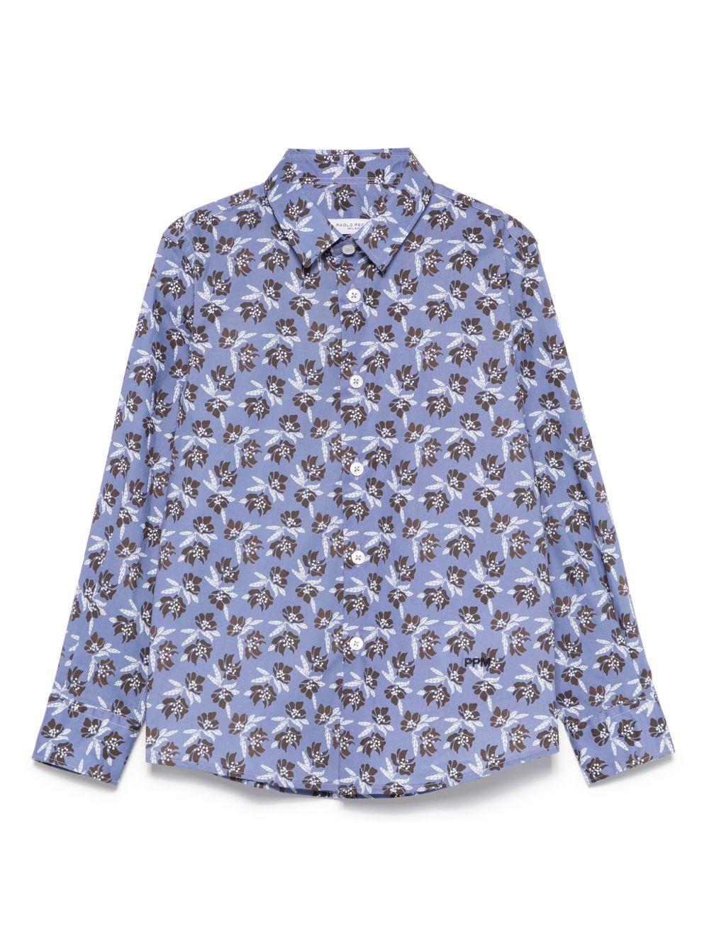 Camicia per bambino Paolo Pecora Kids blu con stampa floreale PP3936 BLU PAOLO PECORA KIDS