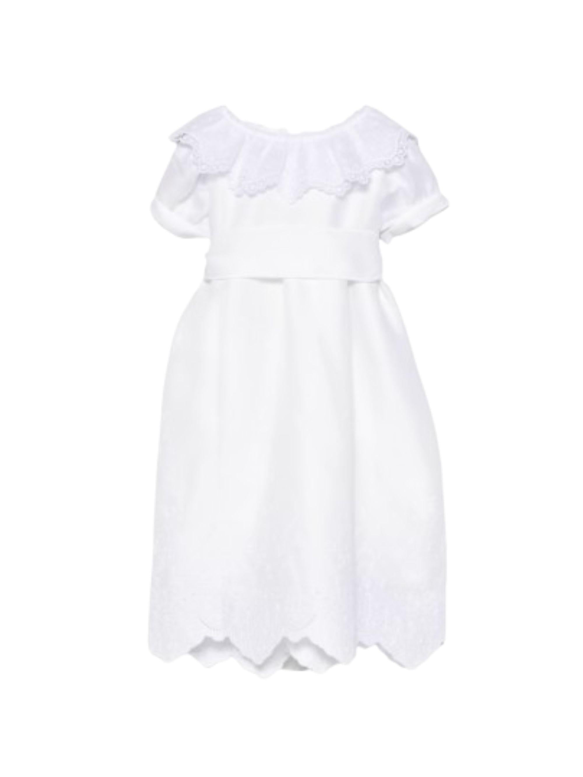 Abito per neonata Jesurum bianco con dettagli in pizzo sangallo REZZONICO C/COLLO BIANCO JESURUM