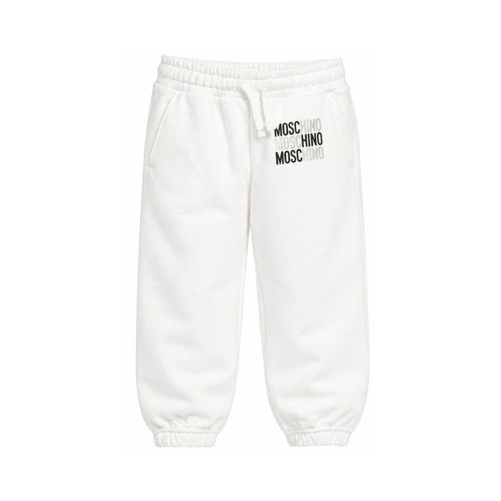 Pantaloni sportivi per bambino Moschino Kids bianchi con logo sul davanti HMP07CLCA32 10063 MOSCHINO KIDS