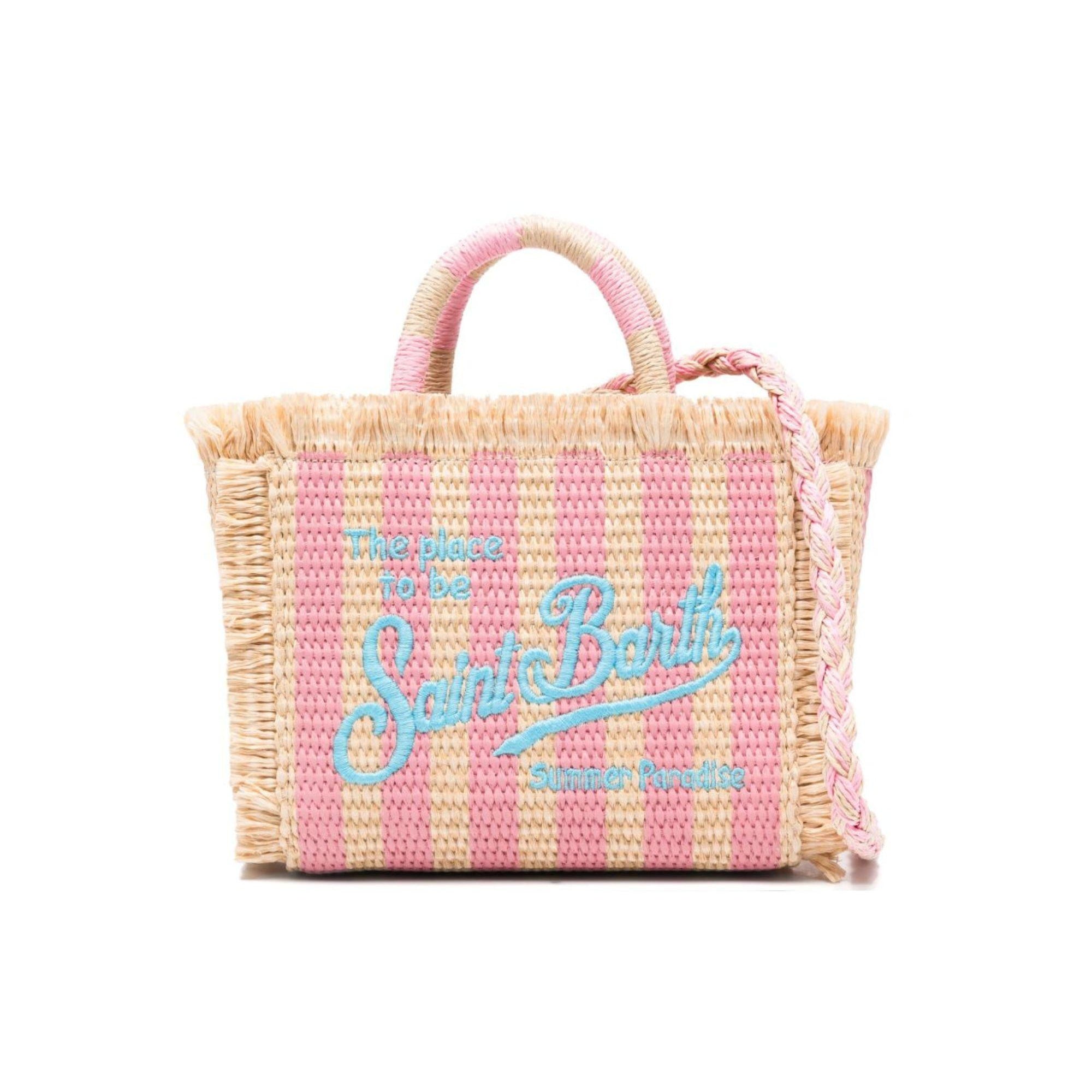 Borsa Vanity Mini MC2 Saint barth beige con motivo a righe VAMI009 00407L MC2 ST. BARTH KIDS