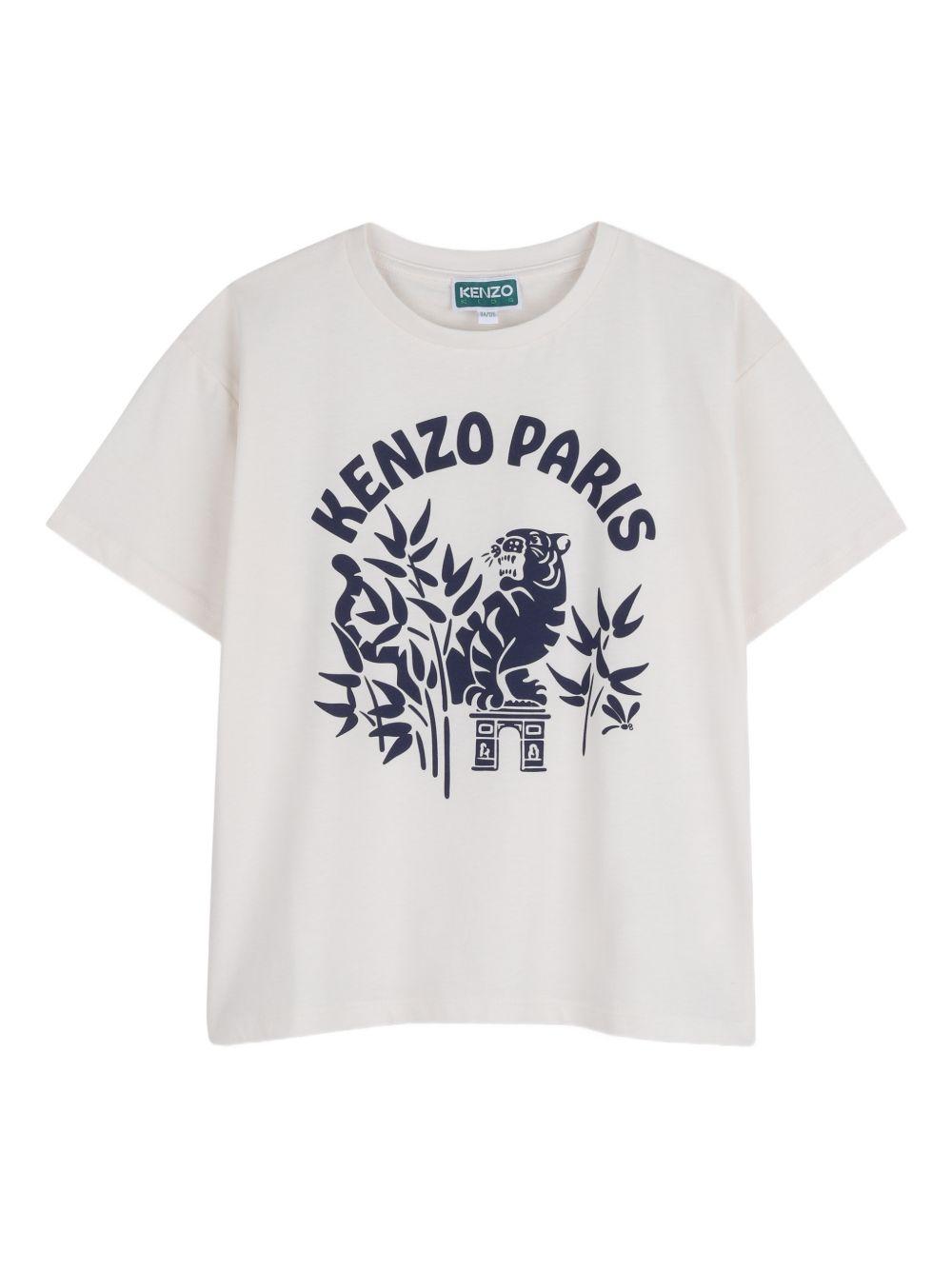 T-shirt per bambino Kenzo Kids bianca con stampa logo K61697 117 KENZO KIDS