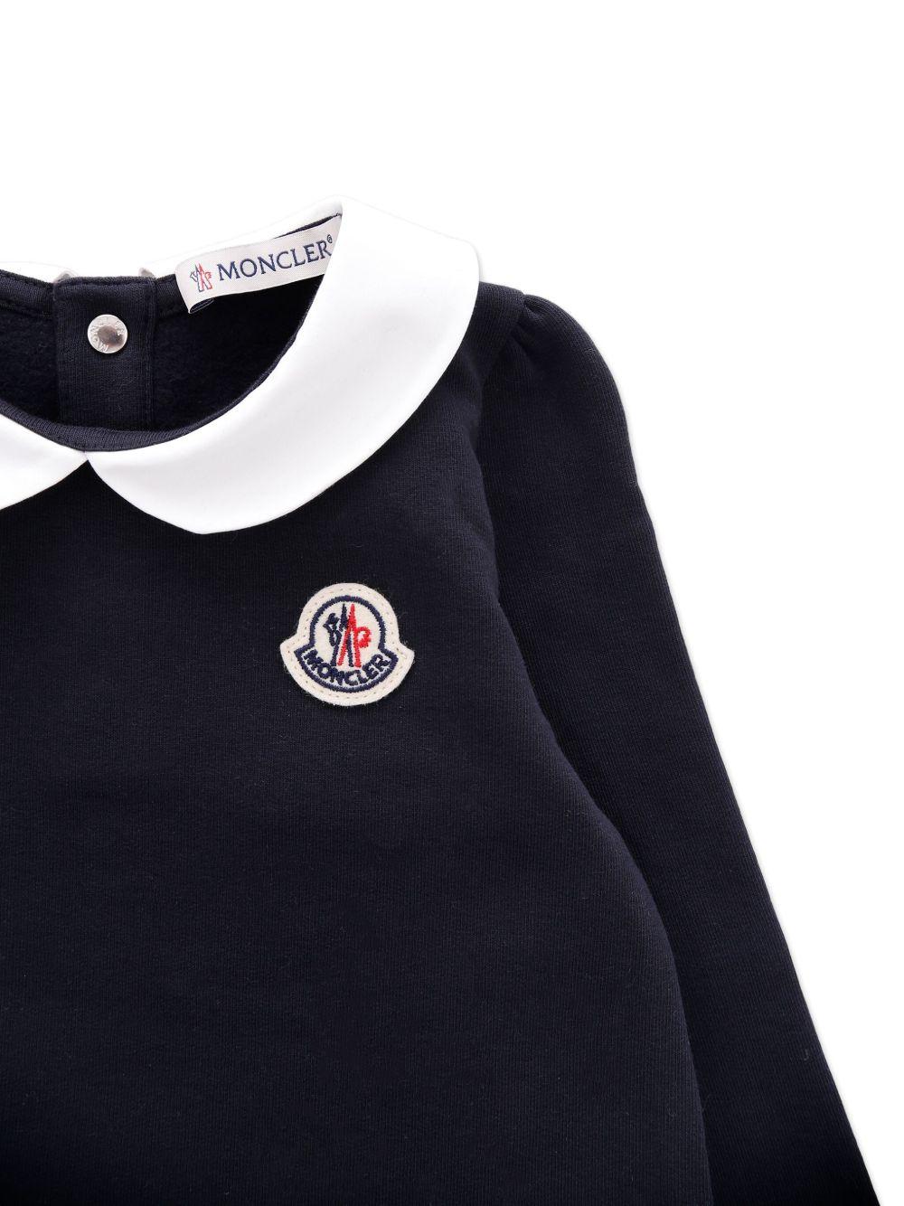 Abito per neonata Moncler Enfant blu con colletto alla Peter Pan K29518I0000189A23 778 MONCLER ENFANT
