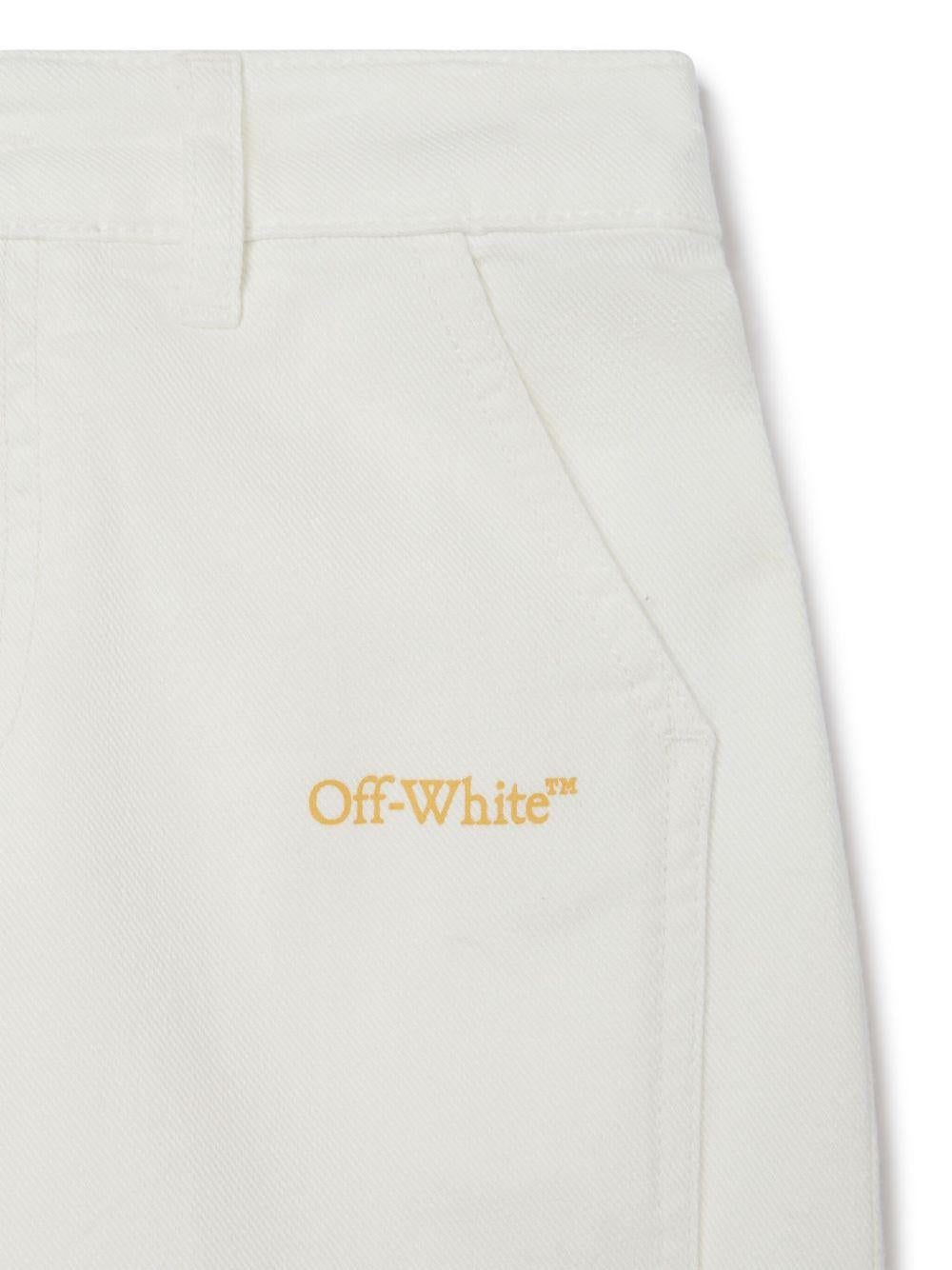 Jeans per bambina Off-White Kids Bookish bianco con orlo sfrangiato OGYB002S25DEN001 0118 OFF WHITE KIDS