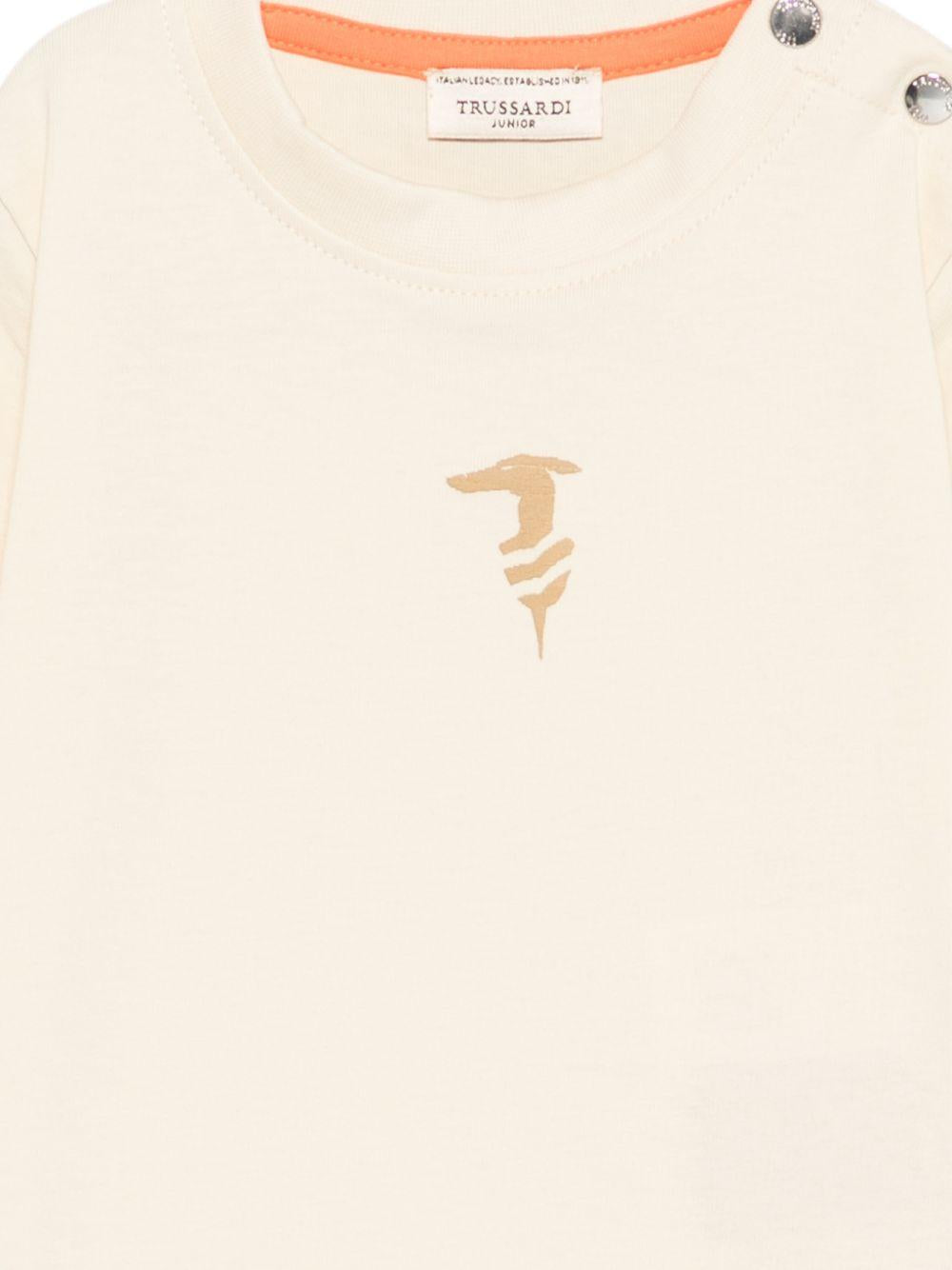 T-shirt per neonato Trussardi Junior beige con logo sul davanti TIP26048TS BEIGE N.E. TRUSSARDI KIDS