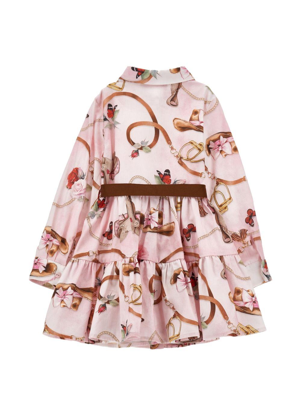 Abito per bambina Monnalisa Kids rosa con stampa grafica all-over 11H912 8622 094F MONNALISA KIDS