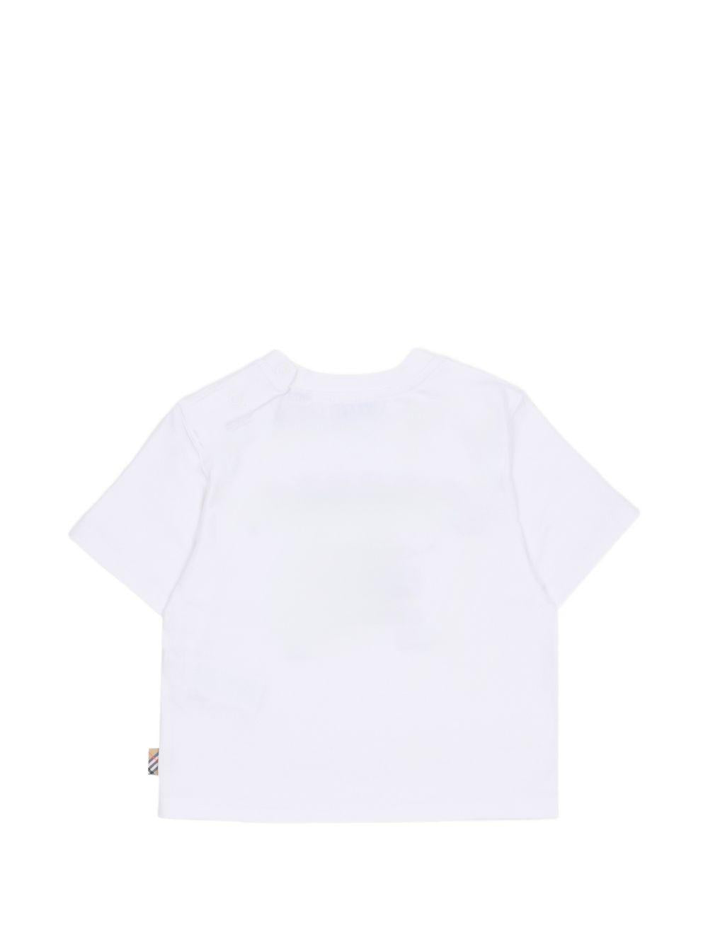 T-shirt per neonato Burberry Kids bianca con stampa Equestrian Knight 8121209 A1464 BURBERRY KIDS