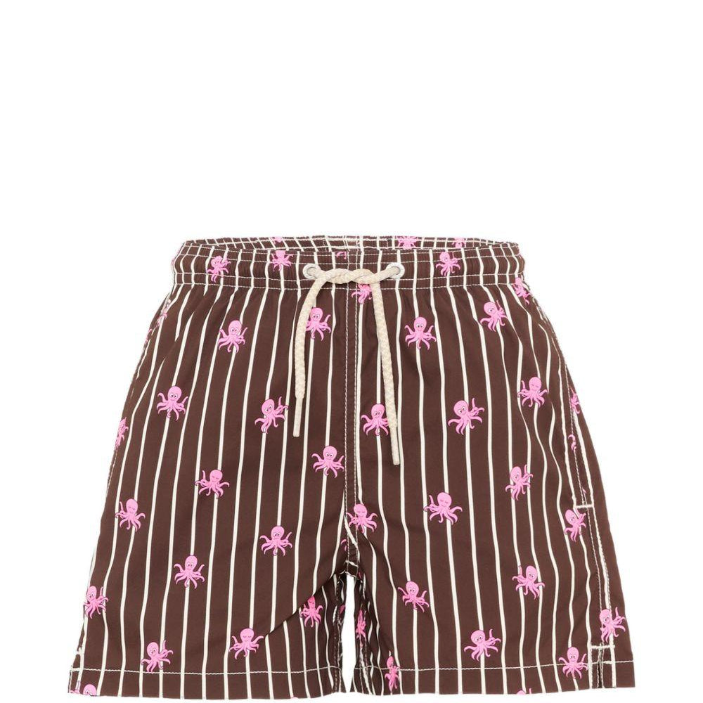 Costume per bambino MC2 Saint Barth Kids marrone con stampa grafica polpi all-over JEA0022 02109L MC2 ST. BARTH KIDS