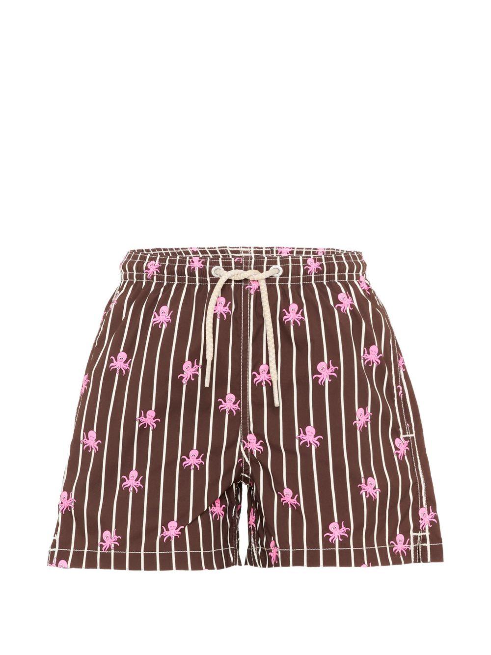 Costume per bambino MC2 Saint Barth Kids marrone con stampa grafica polpi all-over JEA0022 02109L MC2 ST. BARTH KIDS
