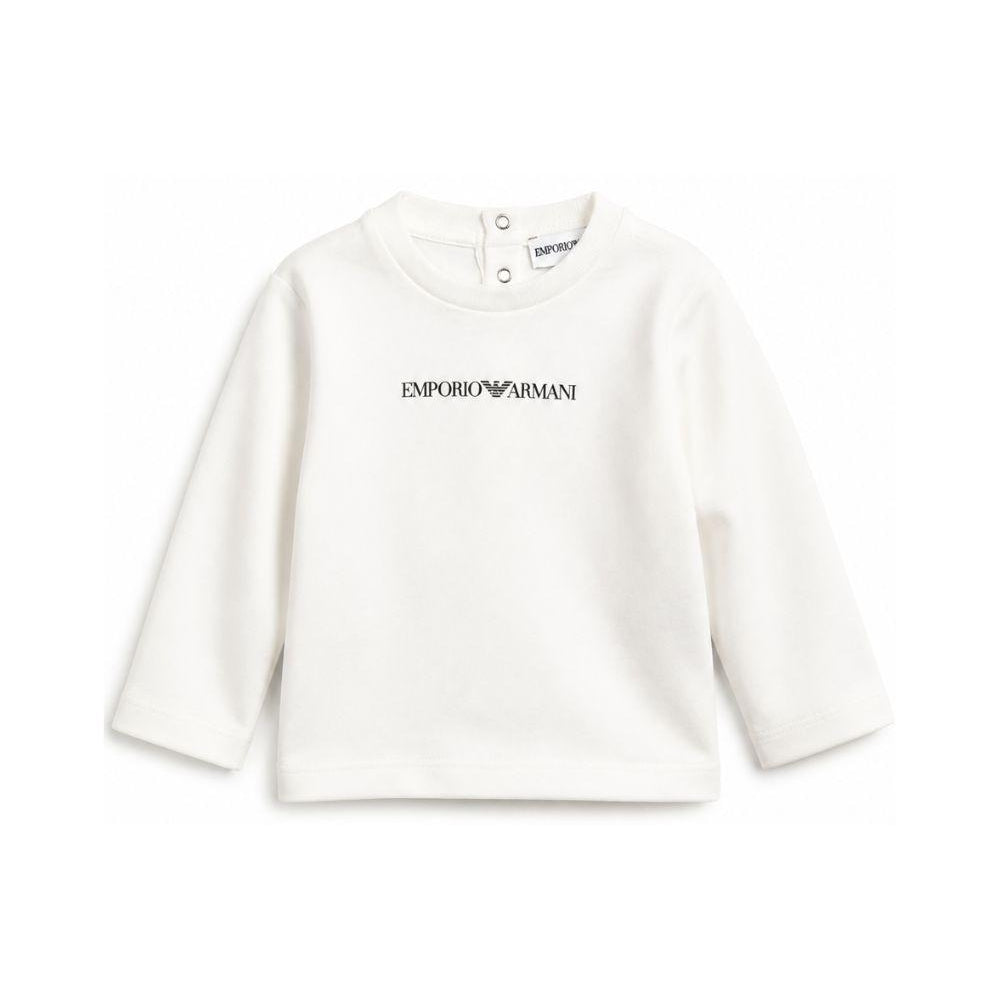 T-shirt per neonato Emporio Armani Kids bianca con logo sul davanti EB000418 AF15013 M0135 EMPORIO ARMANI KIDS