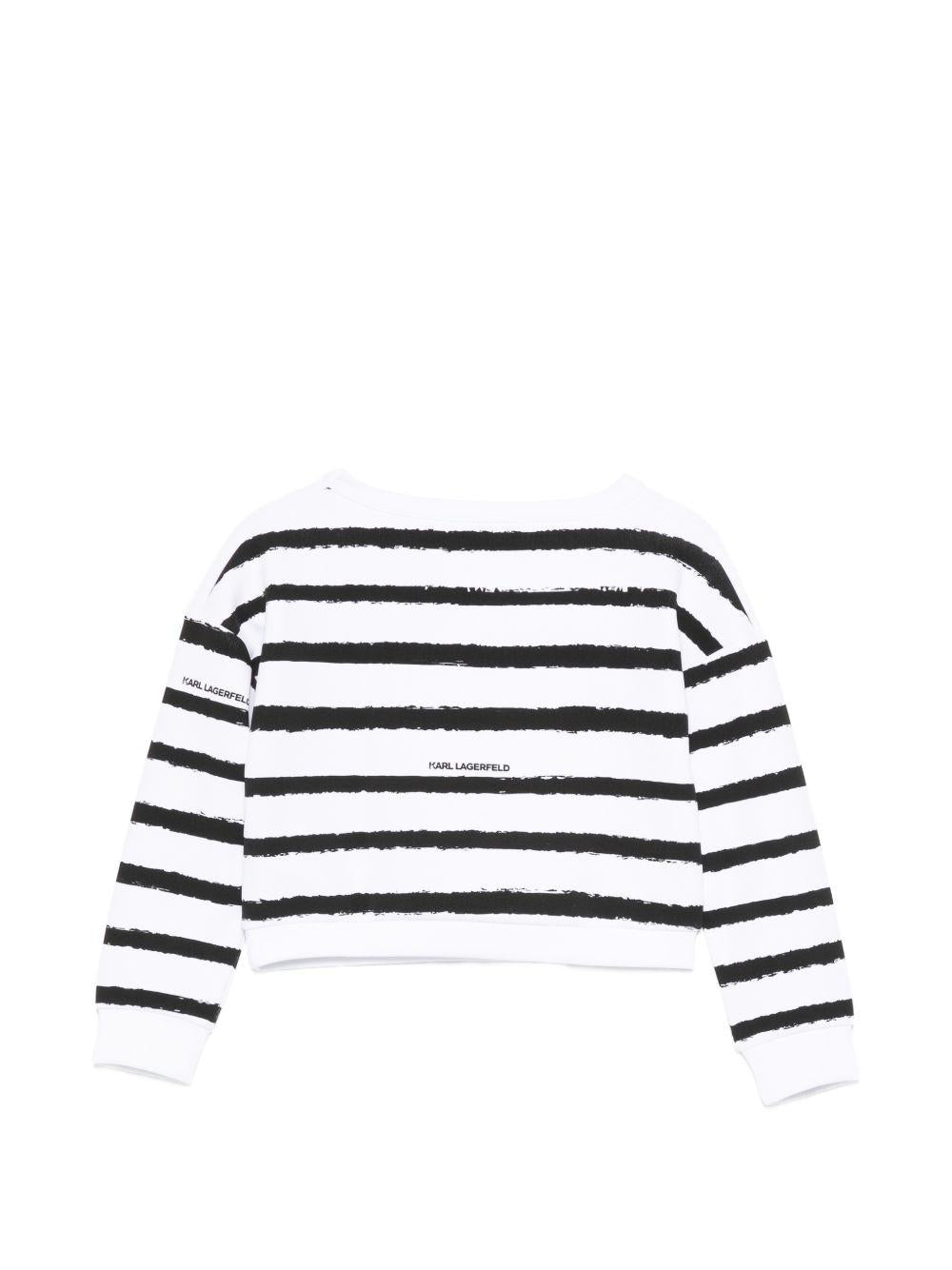 Felpa per bambina Karl Lagerfeld Kids bianco e nero con paillettes a righe Z31137 N50 KARL LAGERFELD KIDS