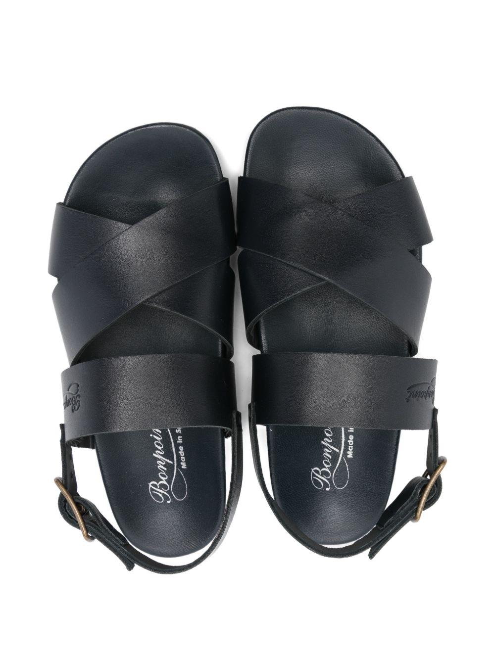 Sandali per bambino Bonpoint blu con logo ricamato S06BSOL00004 070 BONPOINT KIDS