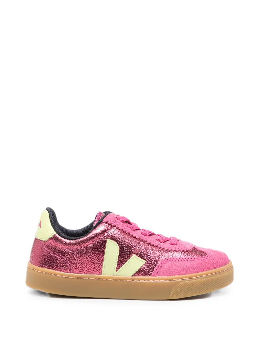Sneakers per bambina Veja Kids rosa metallica con logo stampato SY2021816 AZALEA LIMO VEJA KIDS