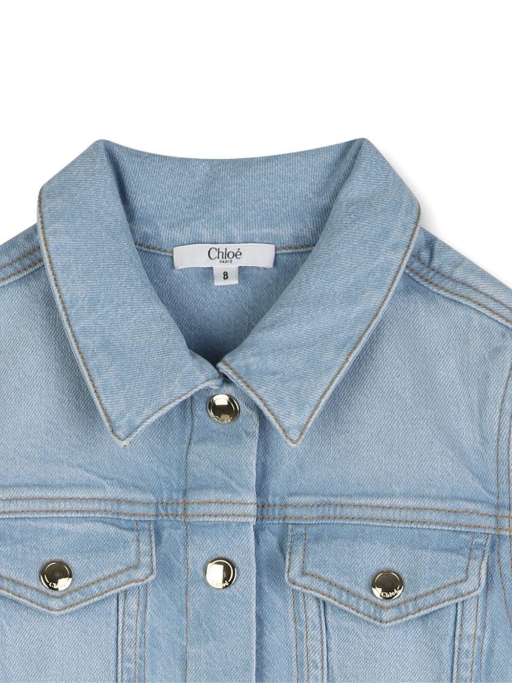 Giacca per bambina Chloé Kids in denim con bottoni in cotone C20835 Z04 CHLOE' KIDS