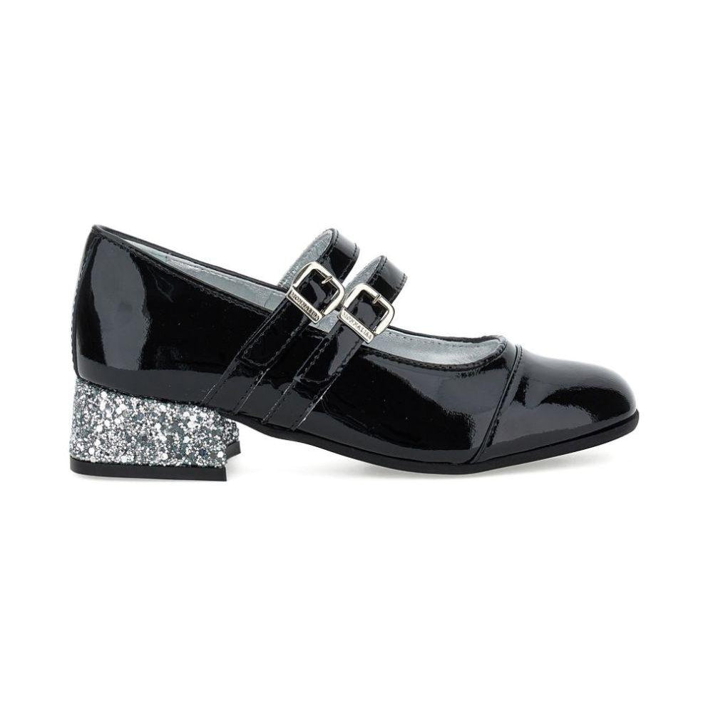 Ballerine per bambina Monnalisa Kids nere con tacco largo con glitter 87H000 8770 0050 MONNALISA KIDS