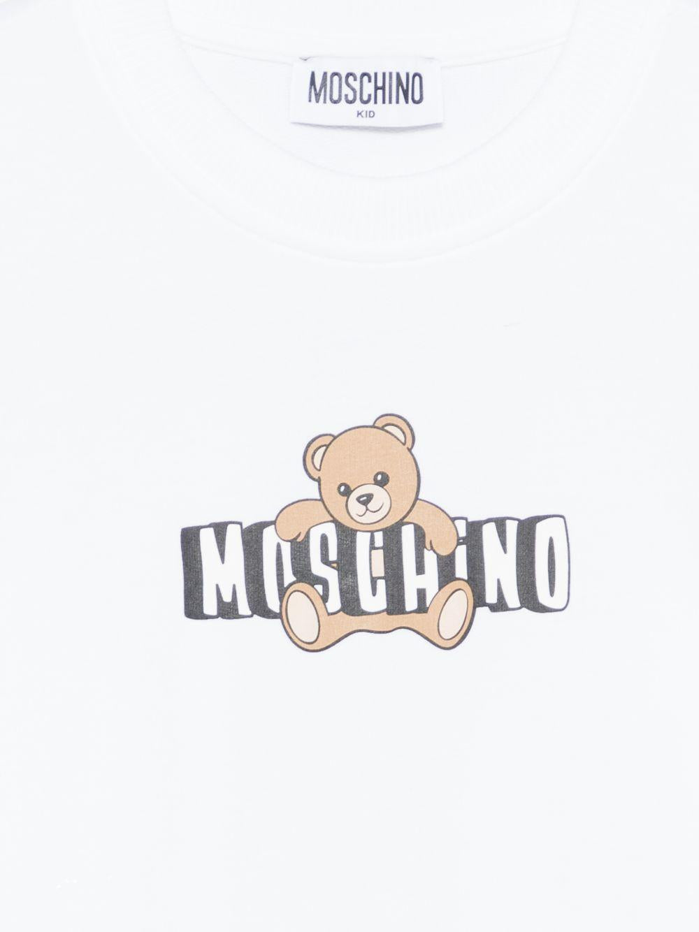 Felpa per bambini Moschino Kids bianca con stampa Teddy Bear HUF09ULCA19 10101 MOSCHINO KIDS