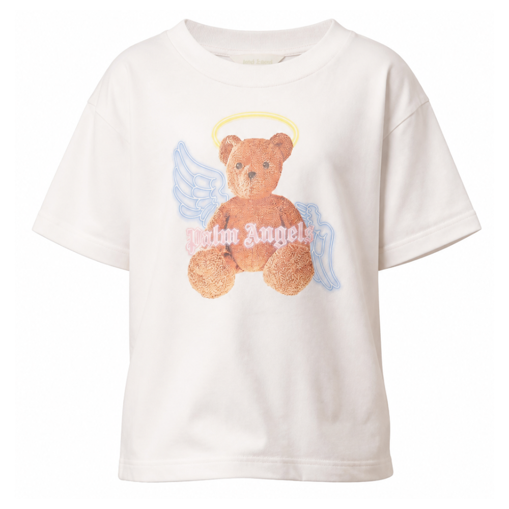 T-shirt per bambina Palm Angels Kids rosa con logo sul davanti PGAA002S26JER001 042 PALM ANGELS KIDS