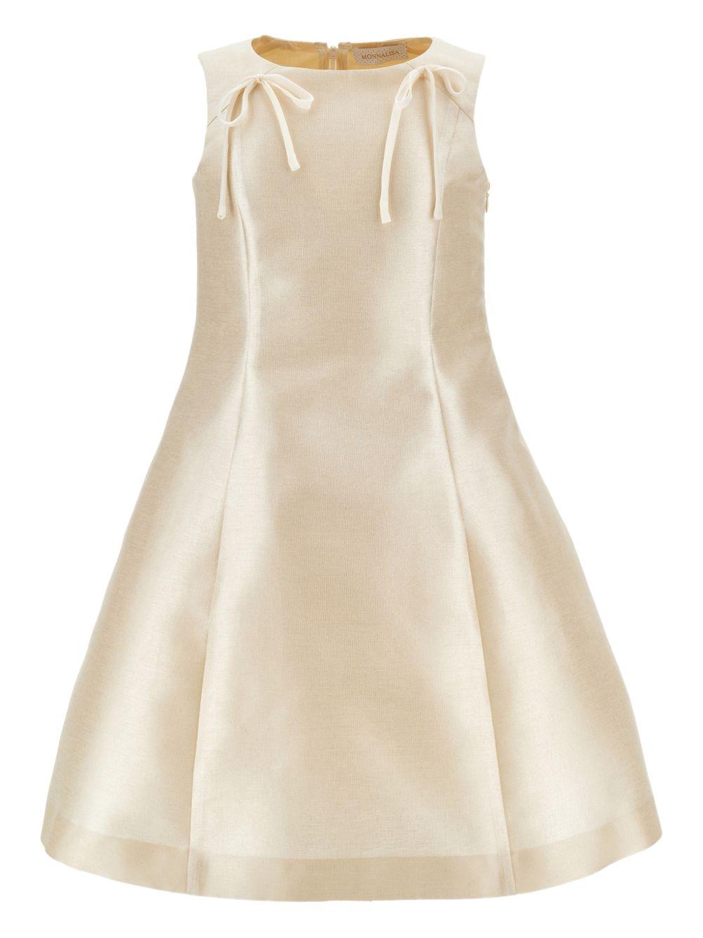 Abito per bambina Monnalisa beige con mantella con decorazione floreale 71G919RM 7997 0003 MONNALISA KIDS