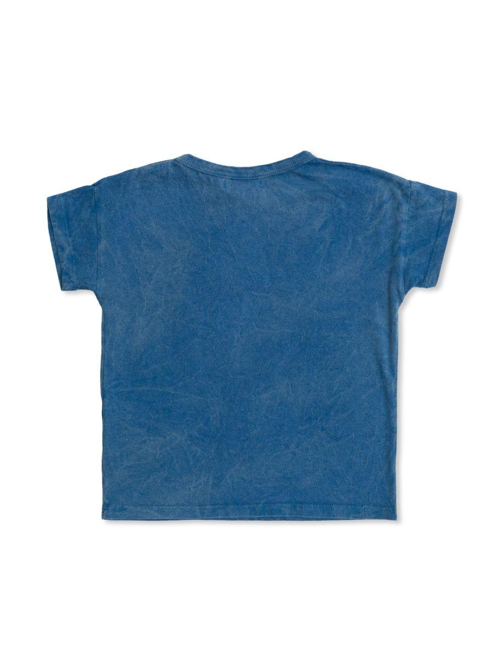 T-shirt per neonato Bobo Choses Morning Egg blu con stampa sul petto B125AB011 421 BOBO CHOSES