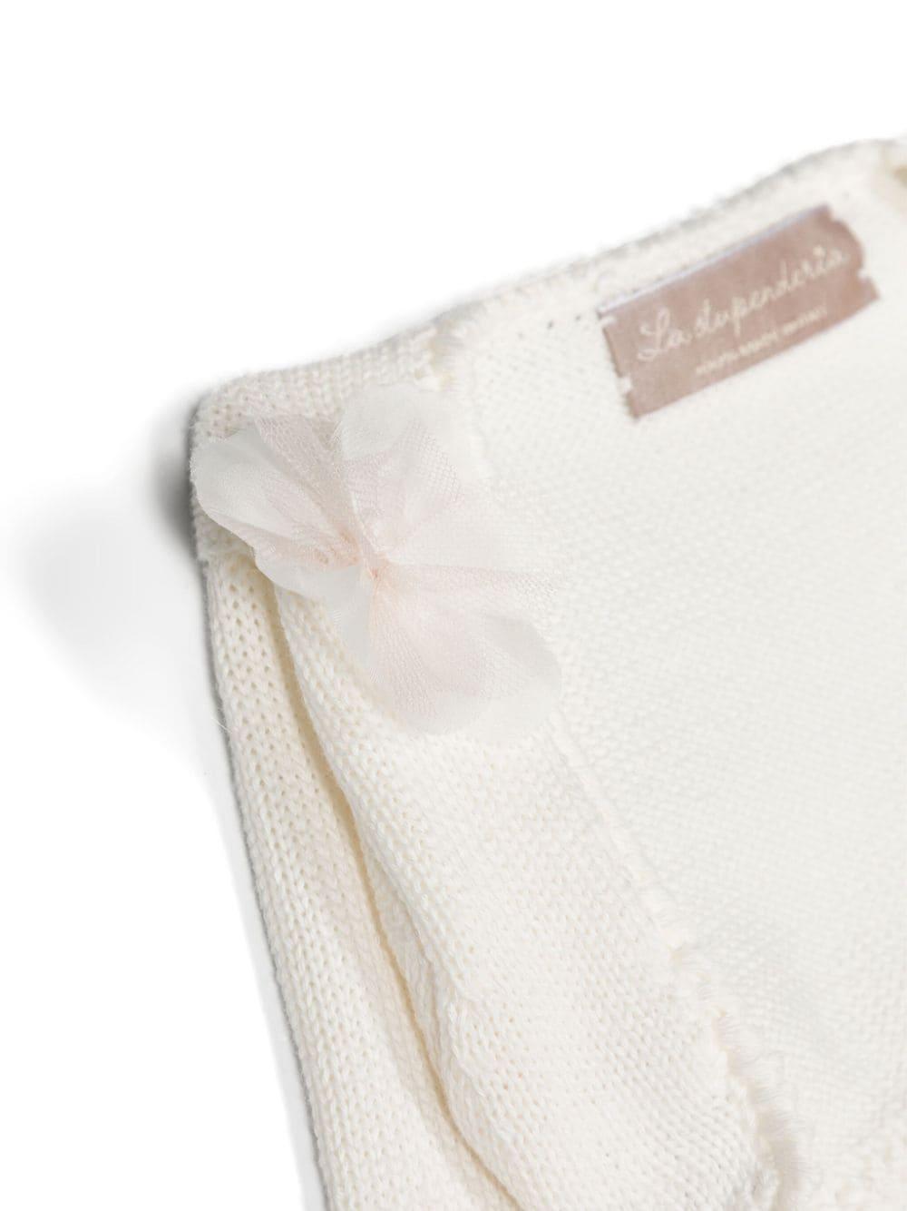 Cardigan per neonata La Stupenderia bianco in cotone con polsini a coste SJSS84 802 LA STUPENDERIA