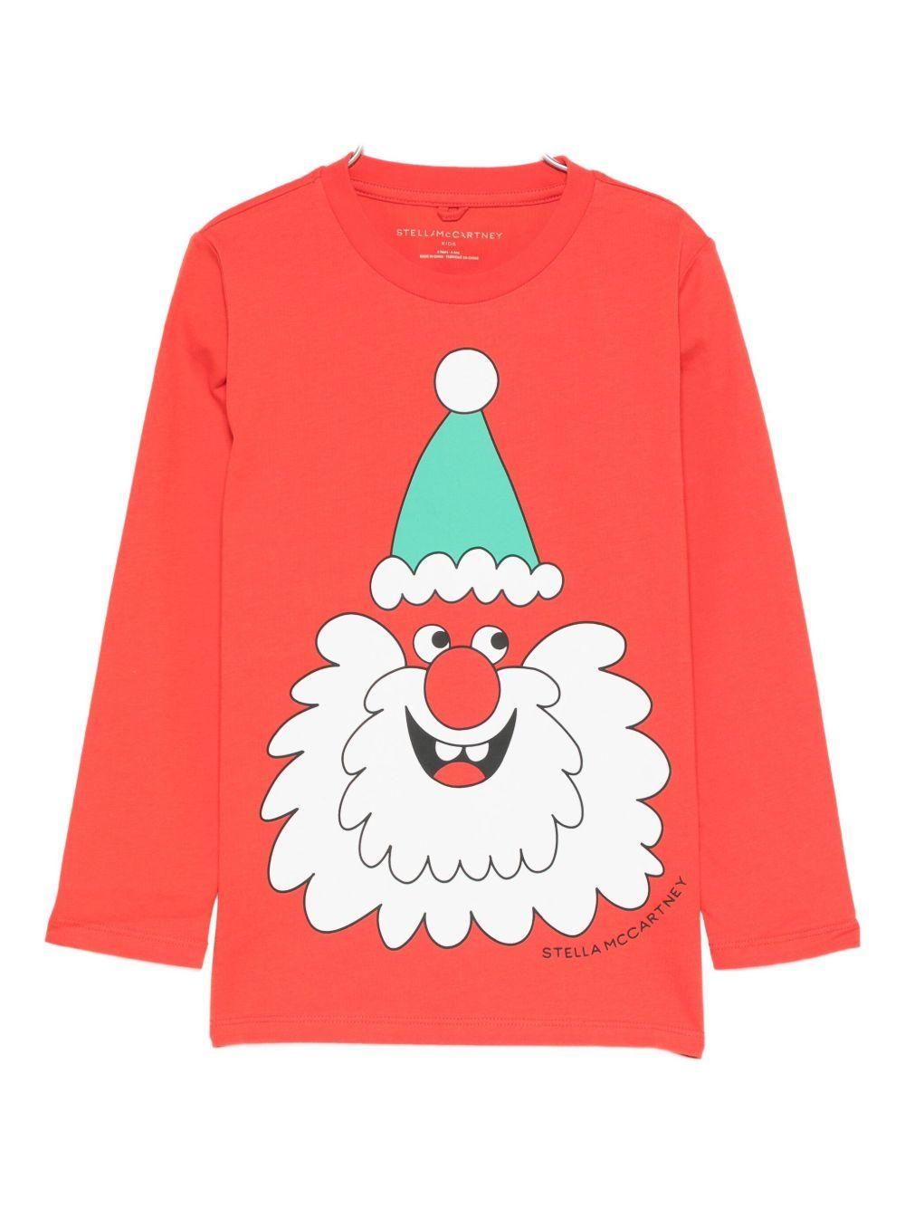 T-shirt per bambini Stella McCartney Kids rosso con stampa natalizia TX8P00 Z0434 421 STELLA McCARTNEY KIDS