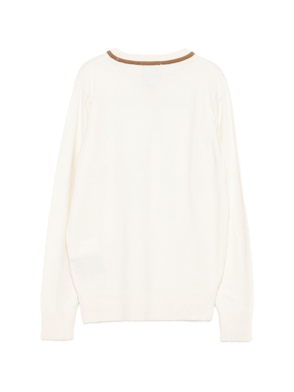 Maglione per bambino Trussardi Kids bianco con ricamo logo TBA26038MA OFF-WHITE TRUSSARDI KIDS