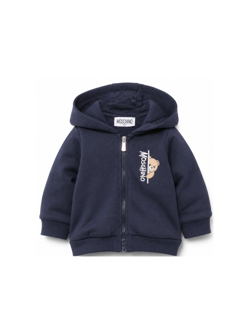 Felpa per neonati Moschino Kids blu con motivo Teddy Bear MUF06MLCA92 40016 MOSCHINO KIDS