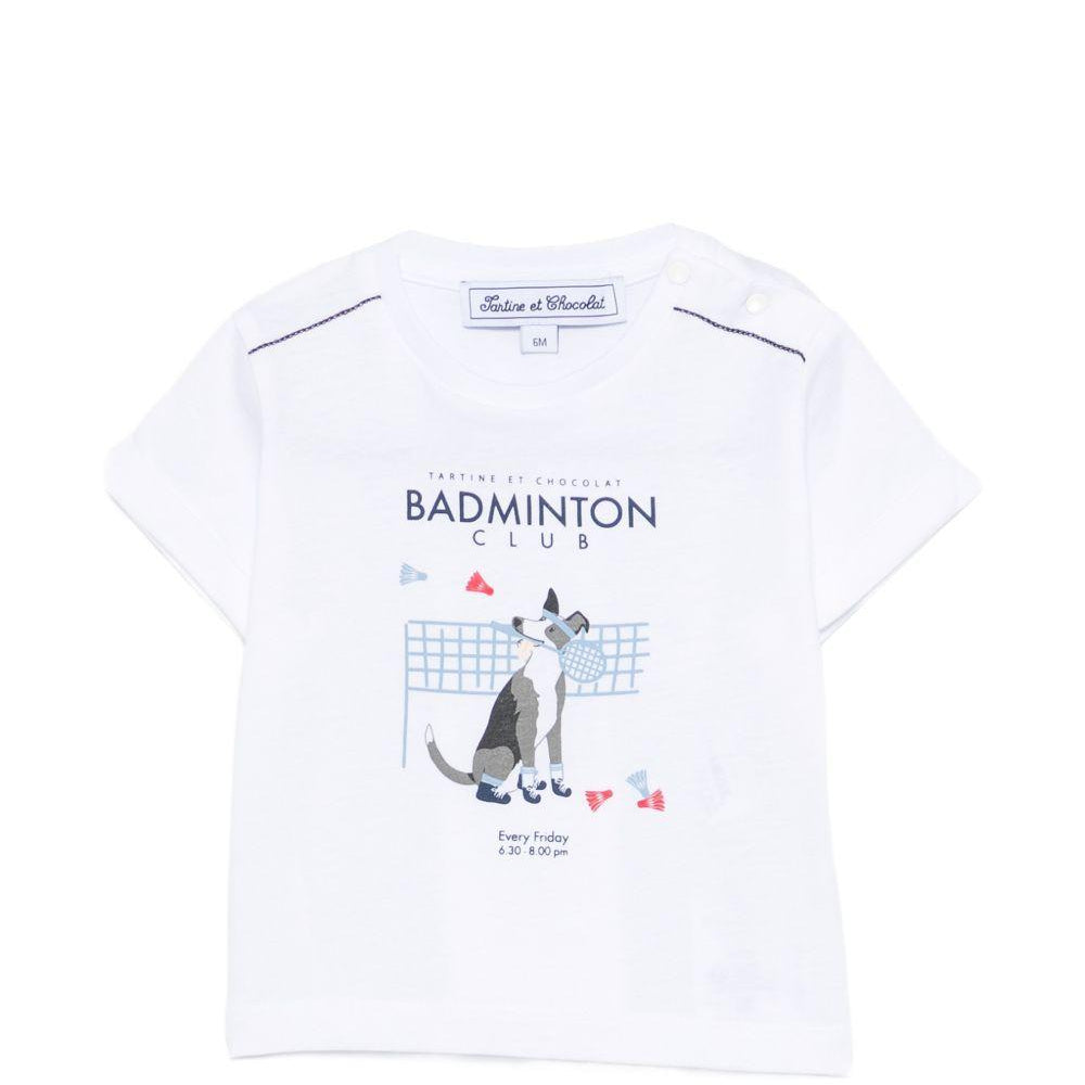 T-shirt per neonato Tartine Et Chocolat bianca con stampa grafica Badminton CC10031 01 TArtine & Chocolat KIDS