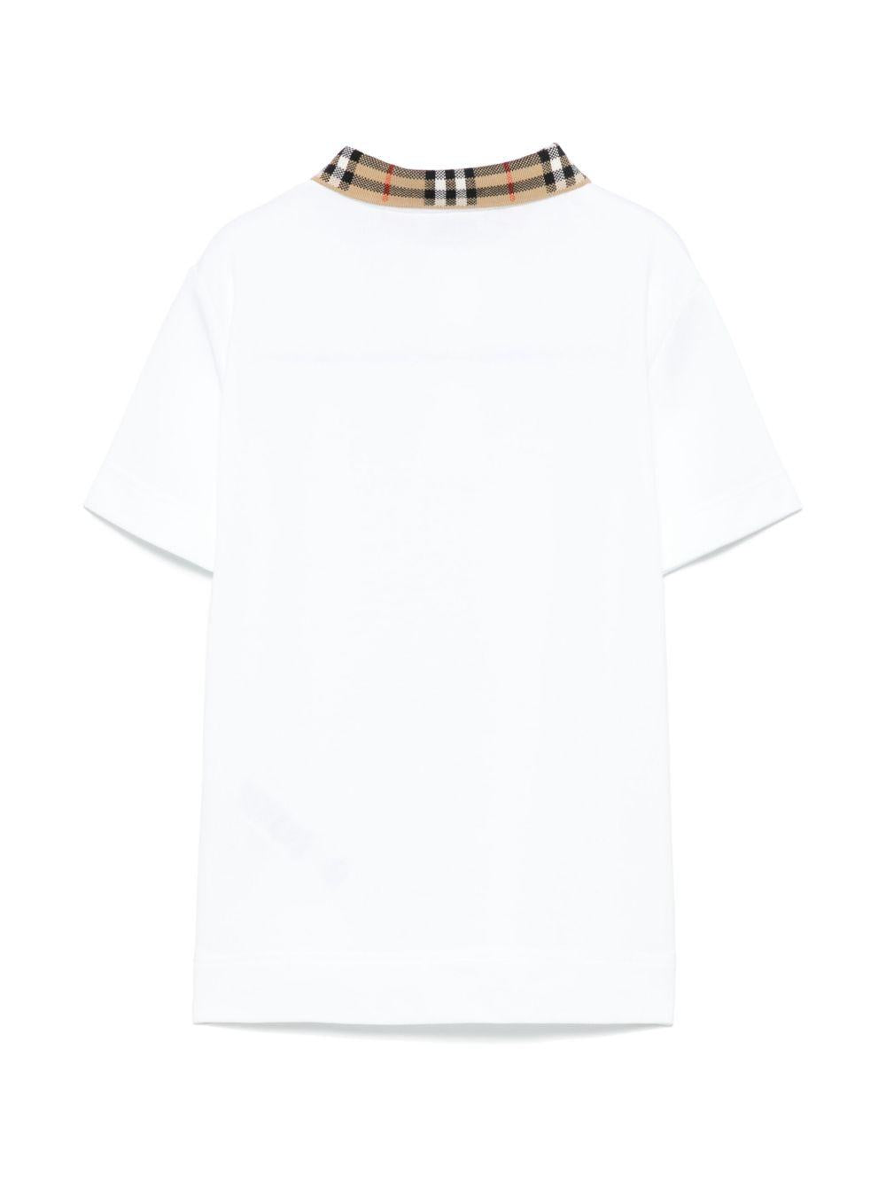 Polo per bambino Burberry Kids bianca con spacchetti laterali 8105571 A1464 BURBERRY KIDS