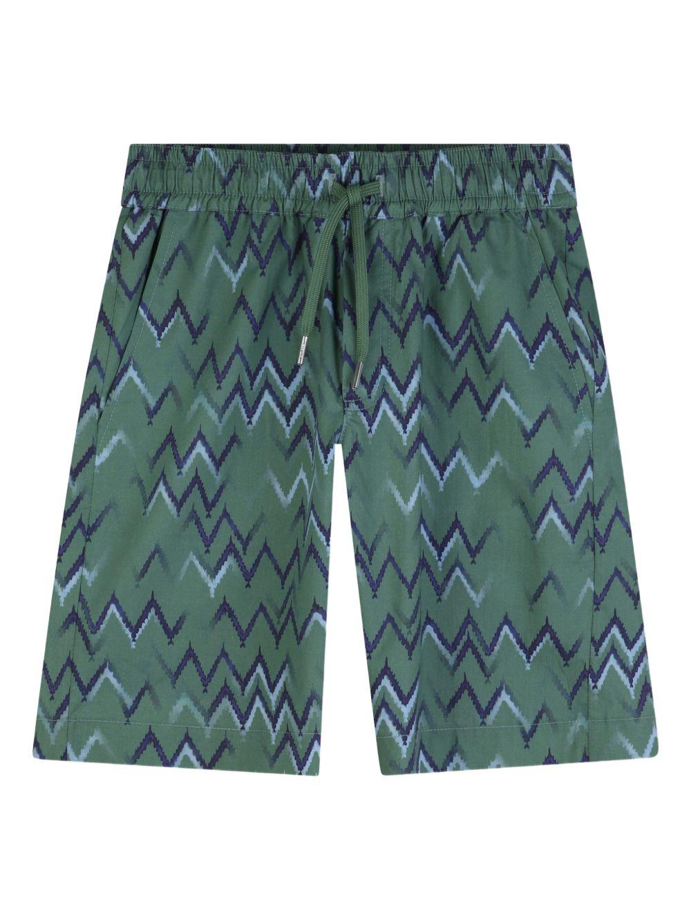 Shorts per bambino Lanvin Enfant verde con motivo a zig-zag N30393 U58 LANVIN KIDS