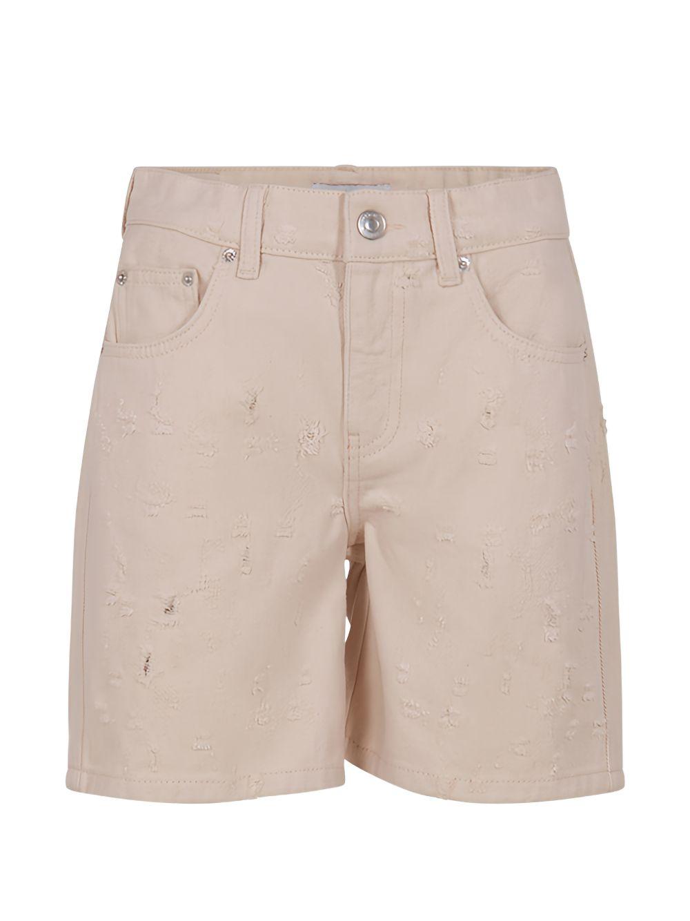Bermuda per bambino MSGM Kids beige in denim con effetto vissuto S6MSJBBE148 013 MSGM KIDS
