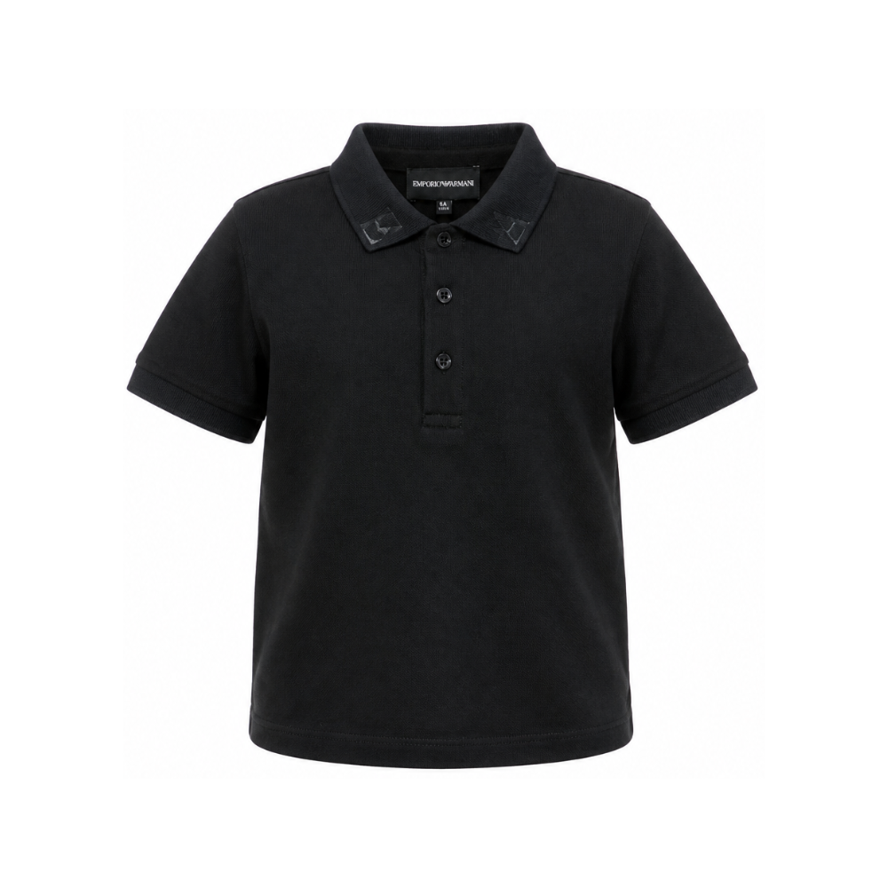 Polo per bambino Emporio Armani Kids nero con abbottonatuira frontale EB001645 AF28486 UB118 EMPORIO ARMANI KIDS