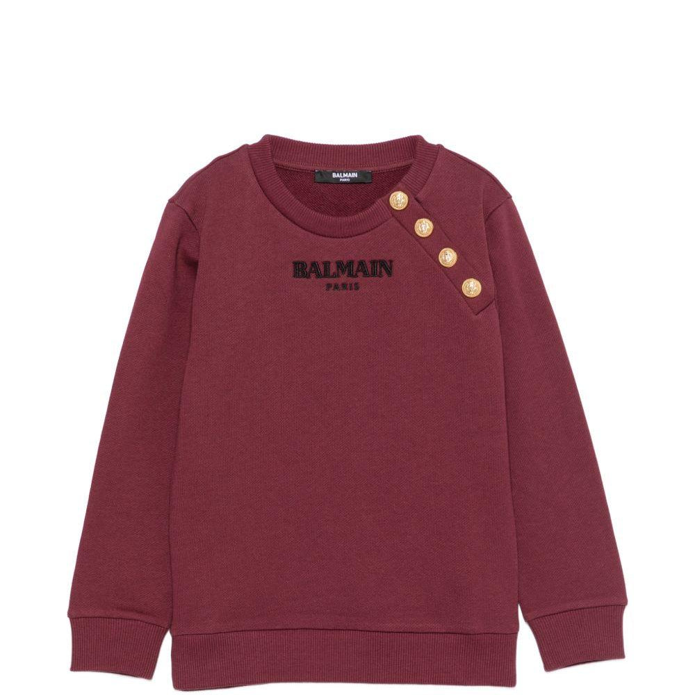 Felpa per bambino Balmain Kids bordeaux con dettaglio con bottoni oro BZ4I10 Z3183 530OR BALMAIN KIDS