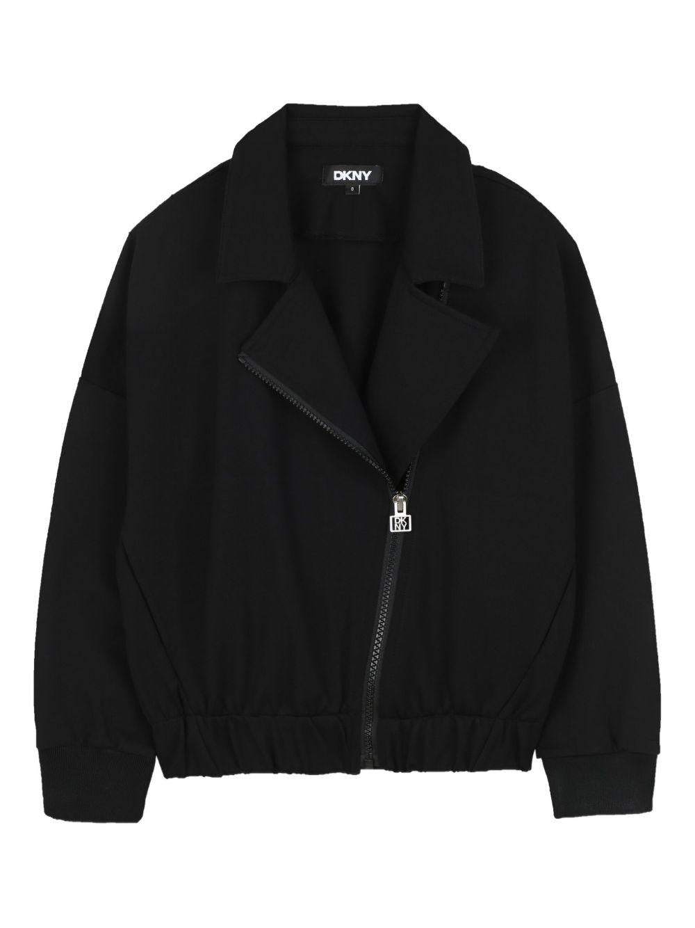 Giubbino per bambina DKNY Kids nero con chiusura frontale con zip D62386 09B DKNY