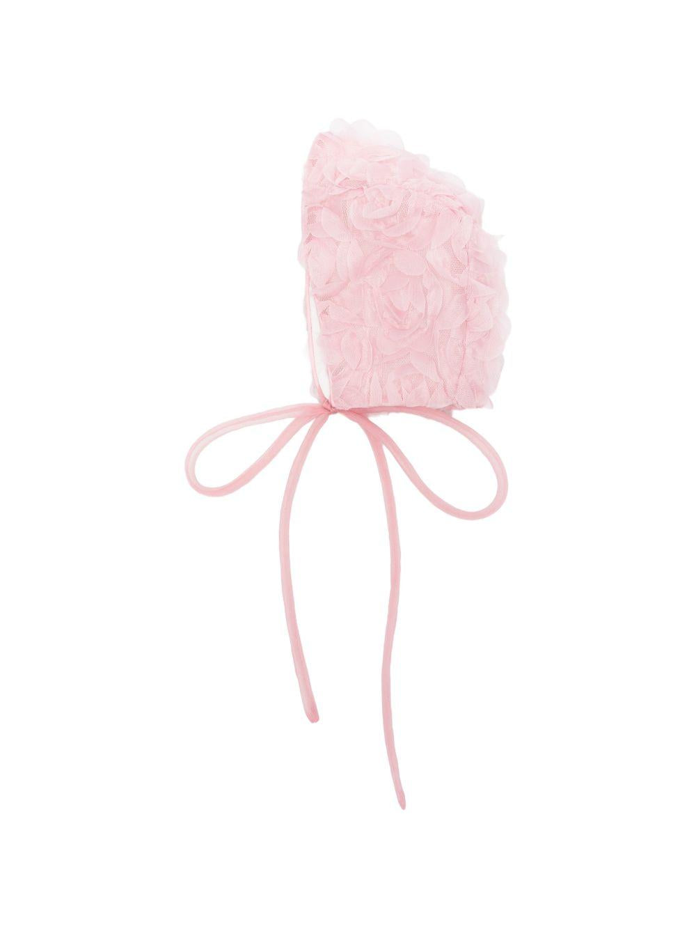 Cappello per neonata La Stupenderia rosa con dettagli floreali 2CBCP54 X05 LA STUPENDERIA