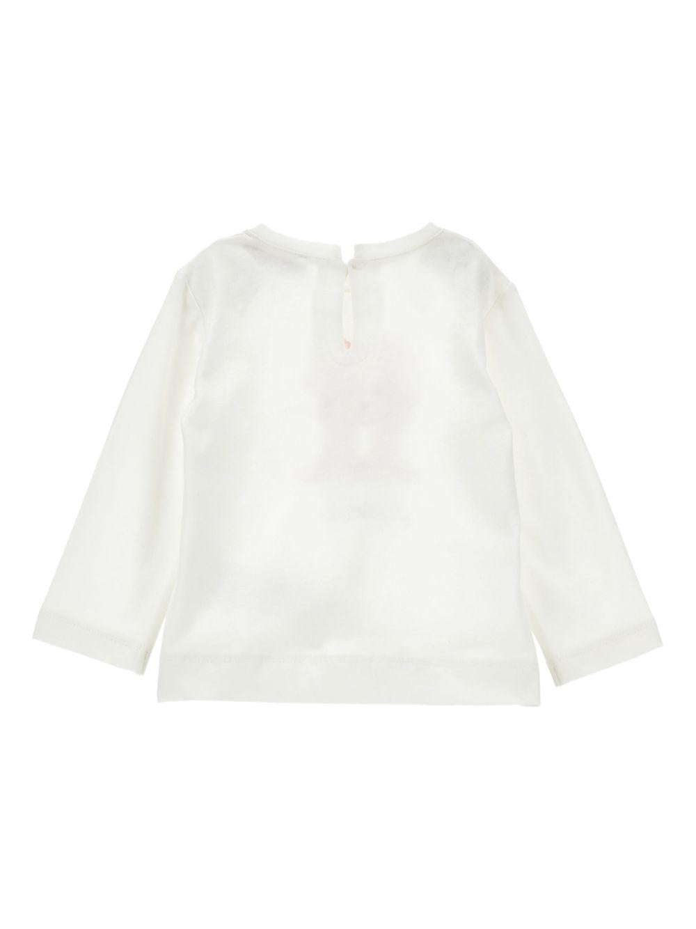 T-shirt per neonata Monnalisa bianco in cotone con stampa sul davanti 39F602 6005 0001 MONNALISA