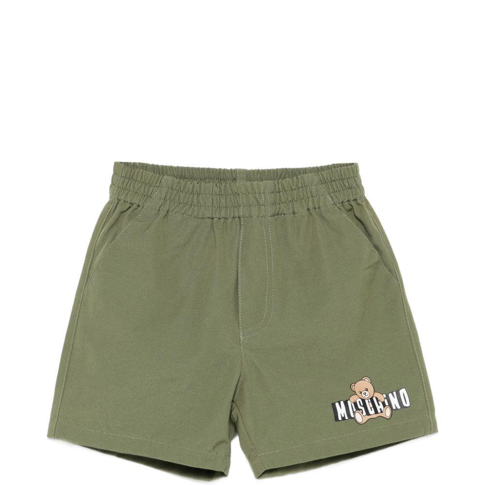 Shorts per neonato Moschino Kids verde con dettaglio Teddy Bear MUQ01NLLA14 30037 MOSCHINO KIDS