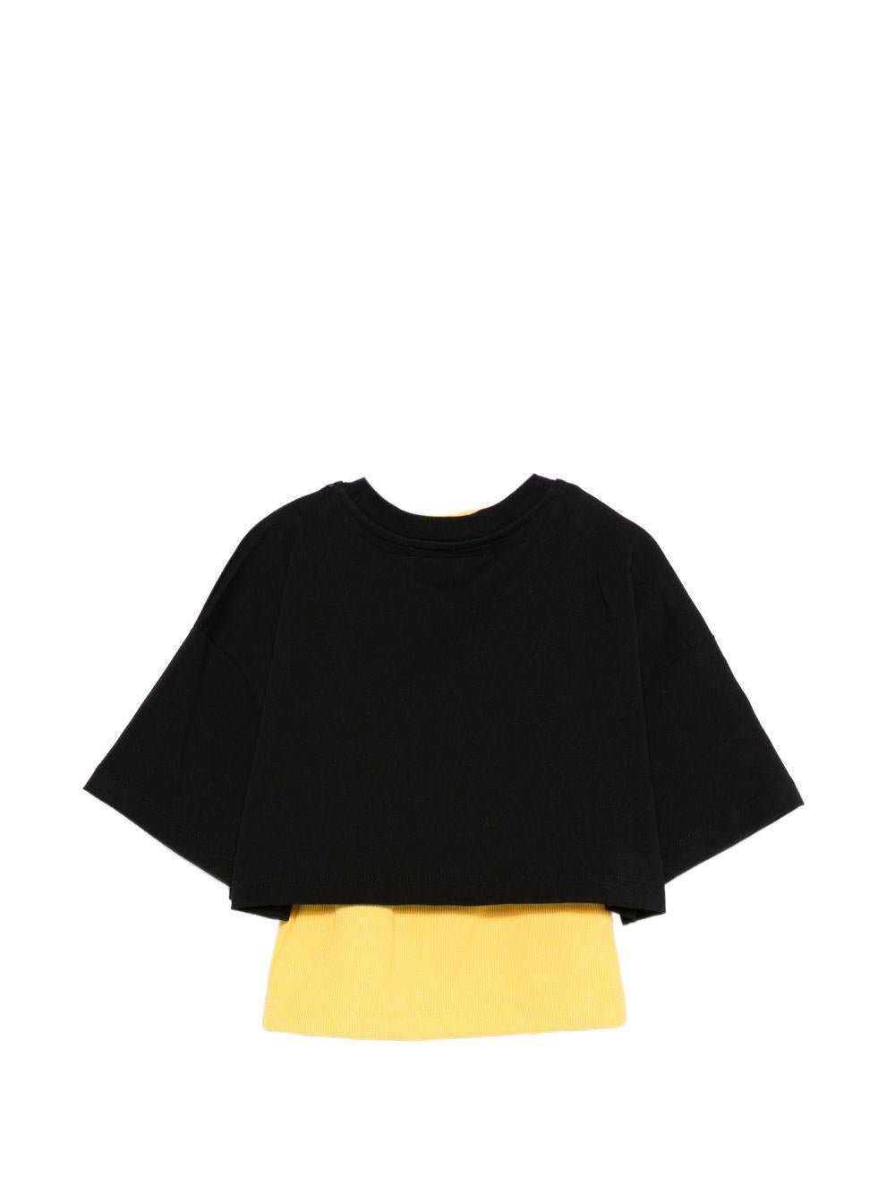 T-shirt per bambina MSGM Kids nero con logo-toppa S6MSJGTH092 110 MSGM KIDS