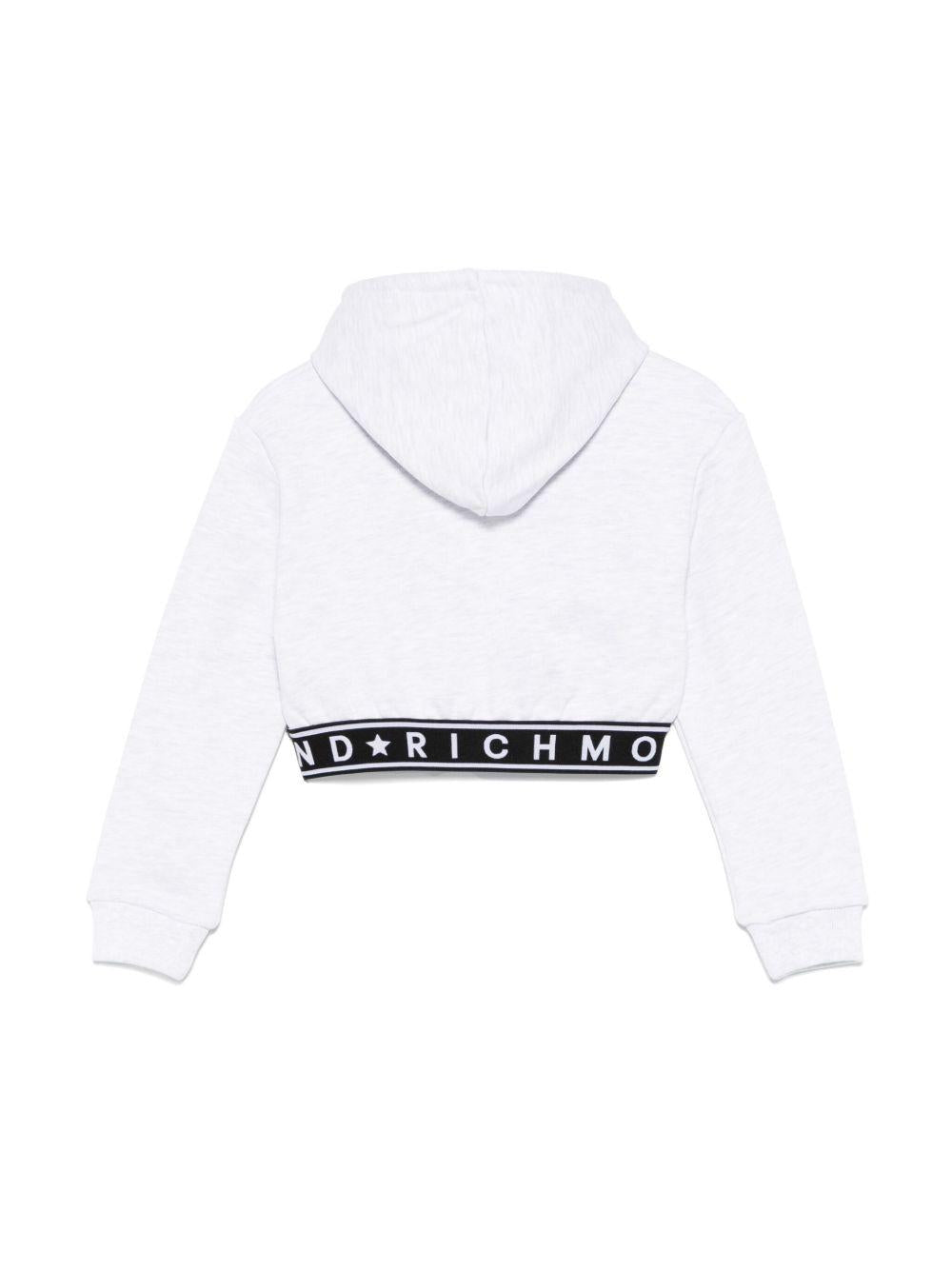 Felpa per bambina John Richmond Junior grigio con cappuccio RGP25111FE GREY LIGHT MELANGE JOHN RICHMOND JUNIOR