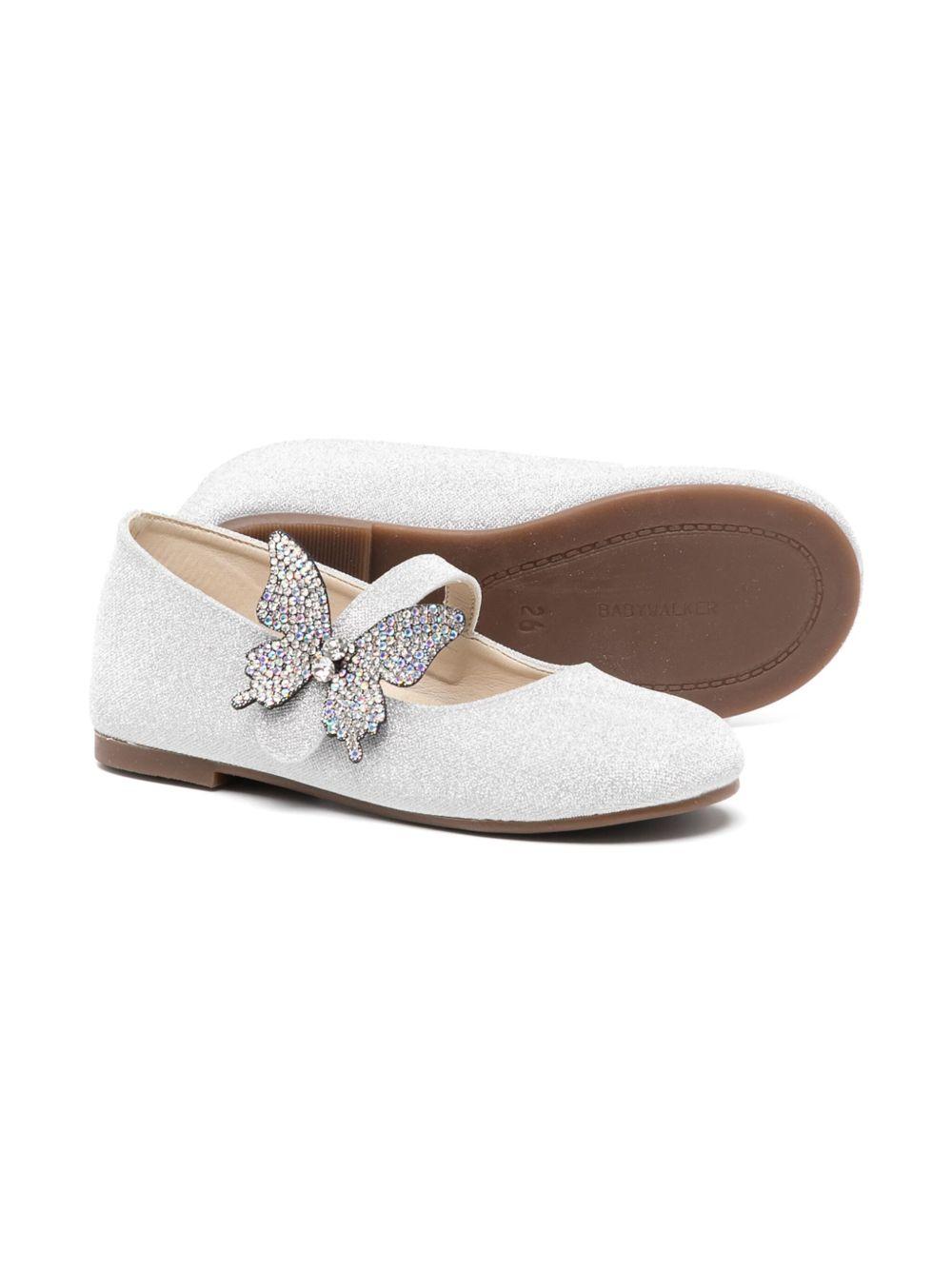Ballerine per bambina BabyWalker bianche con decorazione cristalli PB5843 SILVER BABYWALKER KIDS