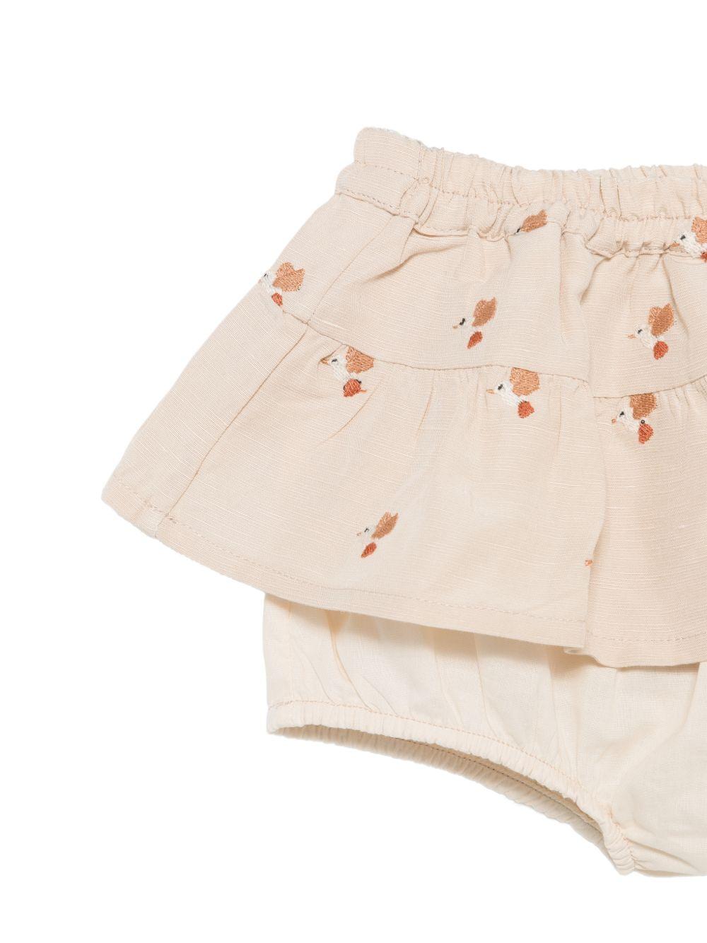 Gonna per neonata Donsje beige con ricamo uccellini all-over 3047001 00013 DONSJE KIDS