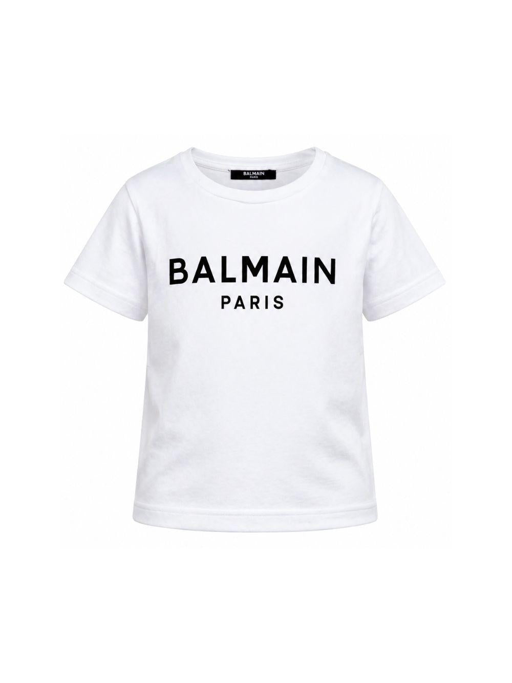 T-shirt per bambino Balmain Kids bianca con logo sul davanti BY8R11 Z3672 100NE BALMAIN KIDS