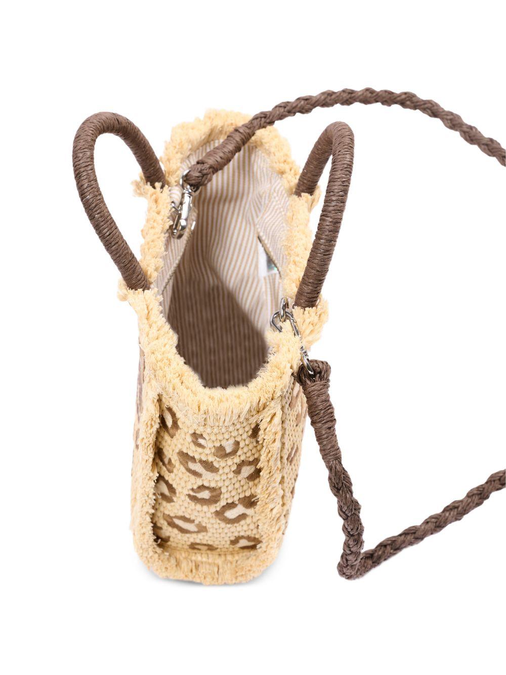 Borsa tote MC2 Saint Barth beige con frange e stampa leopardata VAMI009 00349L MC2 ST. BARTH KIDS