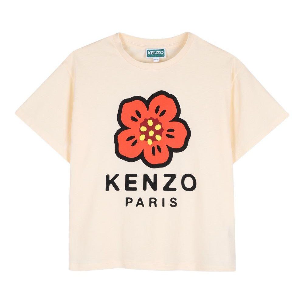 T-shirt per bambina Kenzo Kids beige con stampa a fiori K61698 208 KENZO KIDS