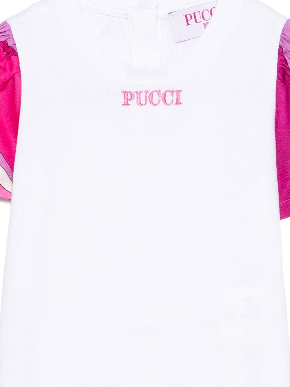 T-shirt per neonata Emilio Pucci Junior bianca con maniche a contrasto PY8071 Z3672 100FU EMILIO PUCCI KIDS